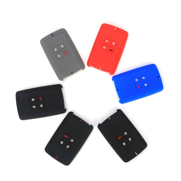For Renault Koleos/Megane 2pcs 4 Button Honeycomb Pattern Silicone Key Cover(Red White Line) - Car Key Cases by buy2fix | Online Shopping UK | buy2fix