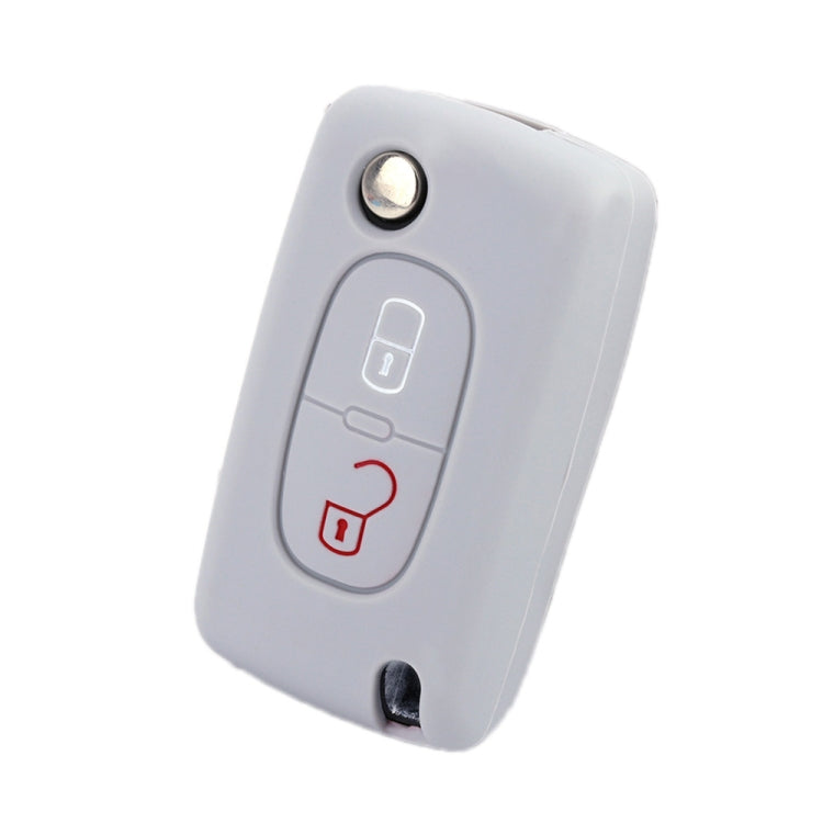 2pcs Car Key Cover for Peugeot 206/207/4008/3008 Citroen Sega/Triumph/C5(White Gray) - Car Key Cases by buy2fix | Online Shopping UK | buy2fix