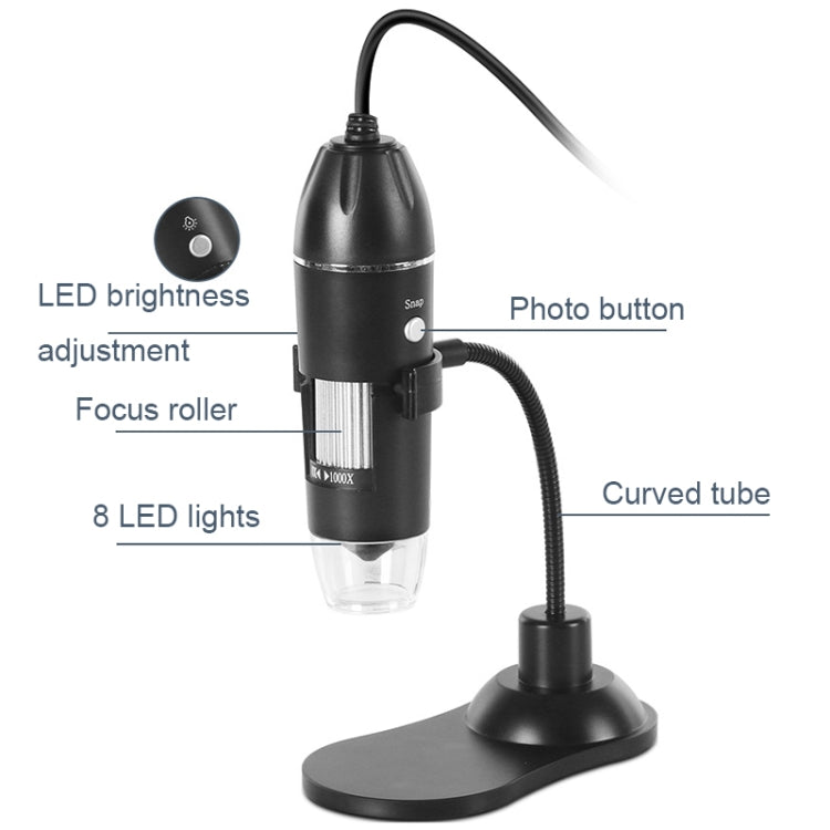 A8 50X-1000X USB Hose Stand Digital Microscope LED Light Handheld Portable Microscope - Digital Microscope by buy2fix | Online Shopping UK | buy2fix