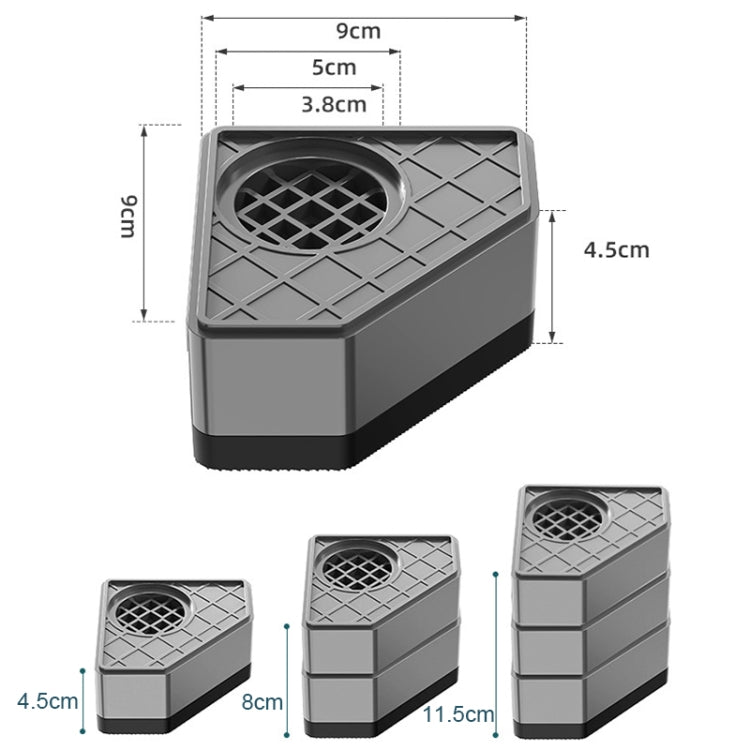 4pcs Three-layer BS-XYJJD Household Washing Machine Refrigerator Non-slip Shock-absorbing Floor Mat - Washing Machine Parts by buy2fix | Online Shopping UK | buy2fix