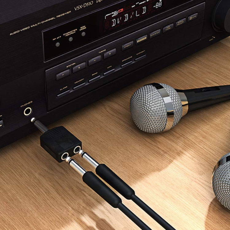 10pcs 6.5mm Male Mono To Dual 6.5mm Female Audio Conversion Connector(Black) by buy2fix