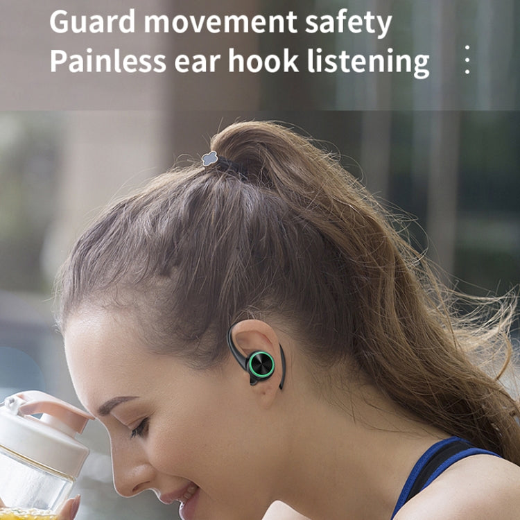 R201 With Charging Bin Hanging Ear Stereo Digital Display Bluetooth Earphones(White) by buy2fix