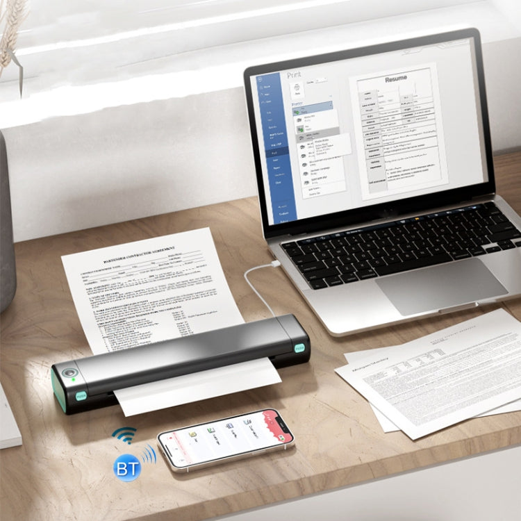 M08F Bluetooth Wireless Handheld Portable Thermal Printer(Black Green Tattoo Version) - Receipt Printers by buy2fix | Online Shopping UK | buy2fix