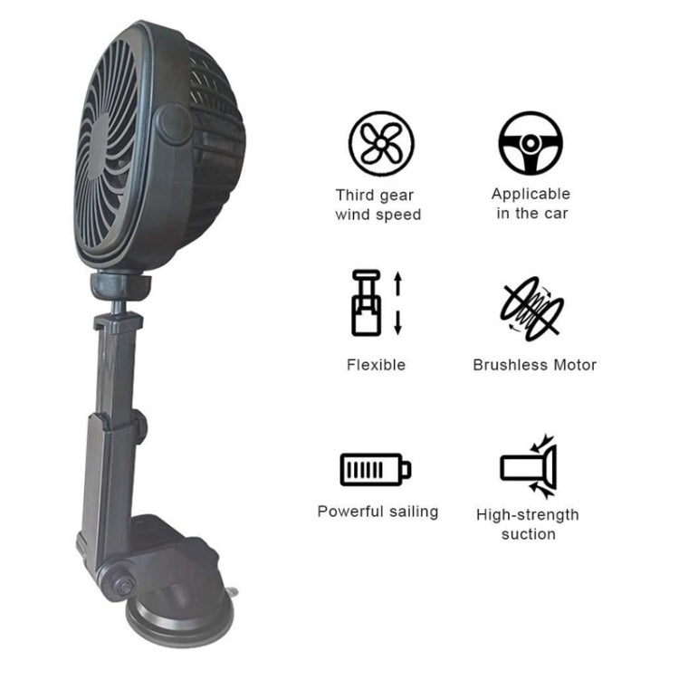 Car Suction Cup Fan Desktop Dormitory Office Kitchen Fan(Black) - Heating & Fans by buy2fix | Online Shopping UK | buy2fix