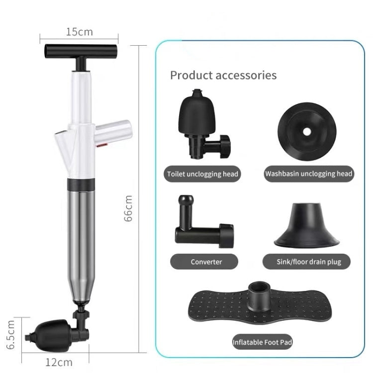 Toilet Pipe Dredger Toilet Sewer Floor Drain Clogged Household High Pressure Pneumatic Tool(Gray) - Handheld Cleaner & Mops by buy2fix | Online Shopping UK | buy2fix