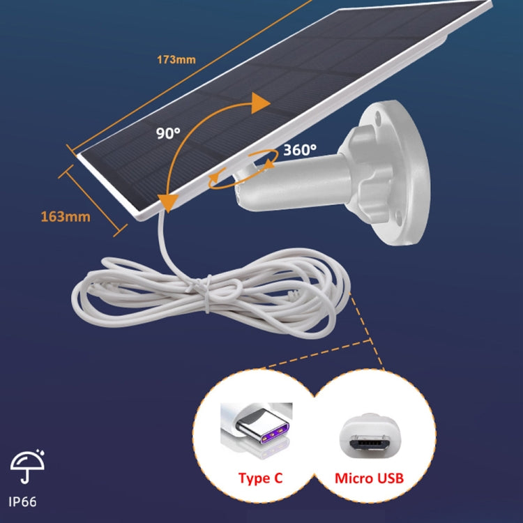 5W Monocrystalline Silicon Outdoor Camera Solar Panel Support USB&Type-C/USB-C Interface - Solar Panels by buy2fix | Online Shopping UK | buy2fix