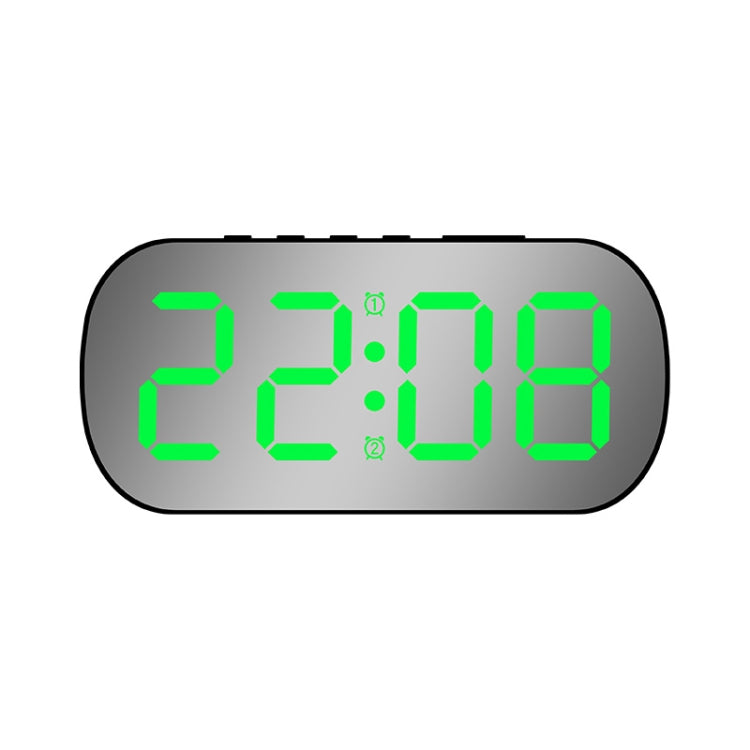 6637 LED Digital Display Temperature Electronic Clock Desktop Mirror Alarm Clock(Black Green Light) - Alarm Clocks by buy2fix | Online Shopping UK | buy2fix