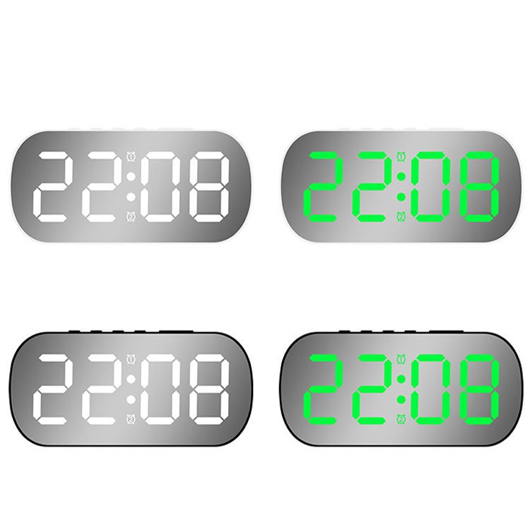 6637 LED Digital Display Temperature Electronic Clock Desktop Mirror Alarm Clock(Black Green Light) - Alarm Clocks by buy2fix | Online Shopping UK | buy2fix