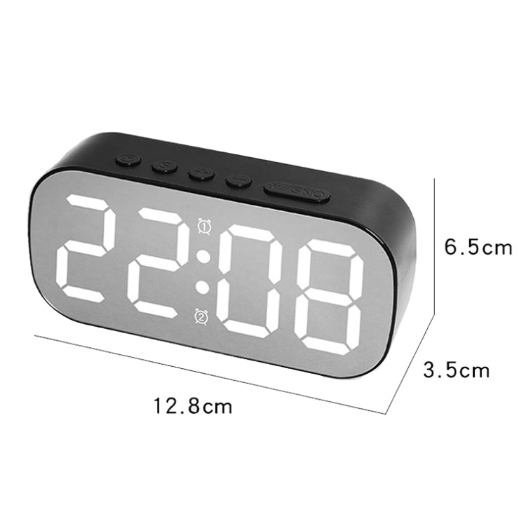 6637 LED Digital Display Temperature Electronic Clock Desktop Mirror Alarm Clock(Black Green Light) - Alarm Clocks by buy2fix | Online Shopping UK | buy2fix