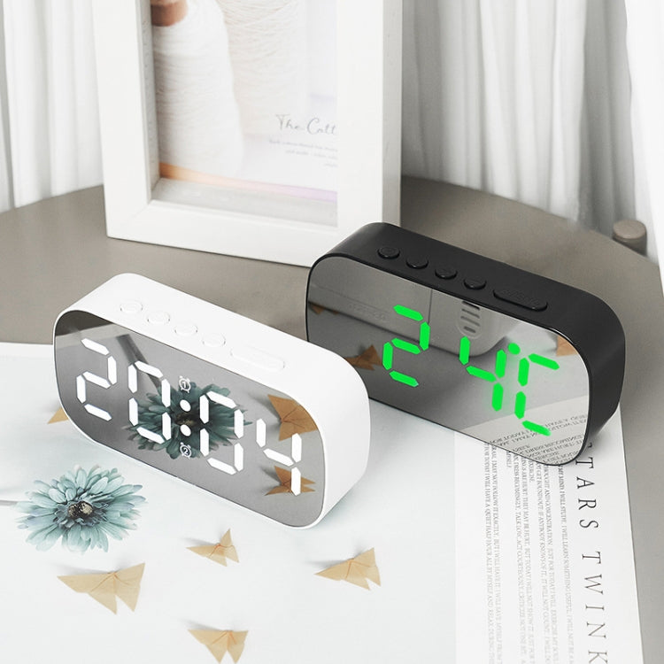 6637 LED Digital Display Temperature Electronic Clock Desktop Mirror Alarm Clock(Black Green Light) - Alarm Clocks by buy2fix | Online Shopping UK | buy2fix