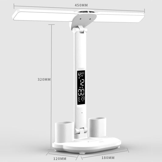 LED Intelligent Digital Display Foldable Desk Lamp, Style: Double Head Charging 3200mAh by buy2fix