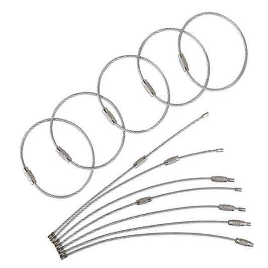 JJ11087 10pcs Stainless Steel Wire Ring Key Ring Wire Chain Key Chain by buy2fix