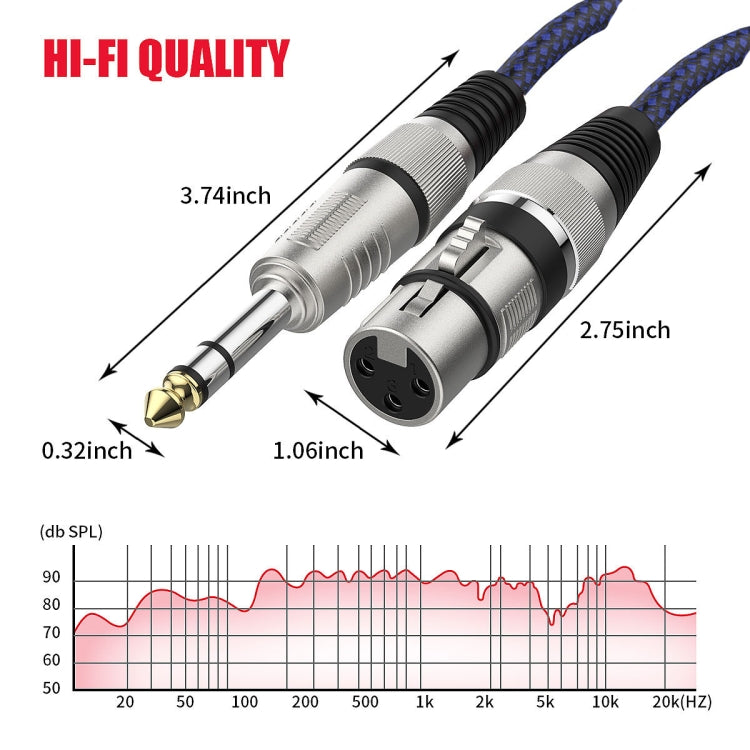 3m Blue and Black Net TRS 6.35mm Male To Caron Female Microphone XLR Balance Cable - Microphone Audio Cable & Connector by buy2fix | Online Shopping UK | buy2fix