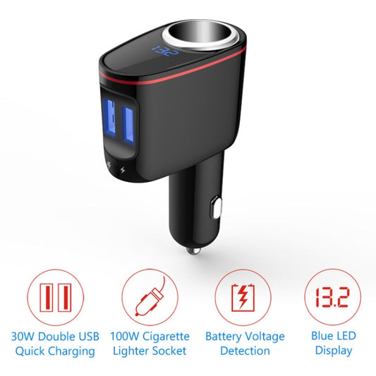 S-06A Multifunctional Car Cigarette Lighter 100W One for Two High Power Charger by buy2fix