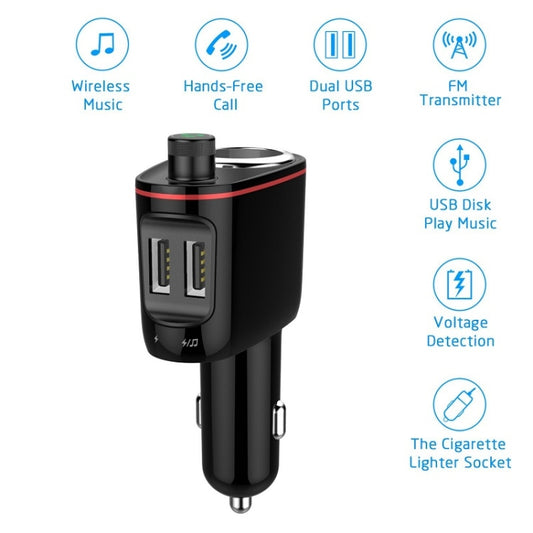 S-06 Bluetooth Multifunctional Car Cigarette Lighter 100W One for Two High Power Charger by buy2fix