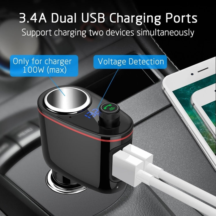 S-06 Bluetooth Multifunctional Car Cigarette Lighter 100W One for Two High Power Charger by buy2fix