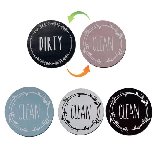Dishwasher Round Magnet Clean Dirty Sign Double-Sided Dishwasher Magnet Cover(Black Pink) by buy2fix