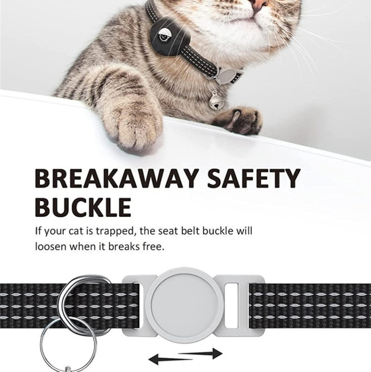 For AirTag Tracker Silicone Case Reflective Pet Cat Collar With Bell(Black) - by buy2fix | Online Shopping UK | buy2fix