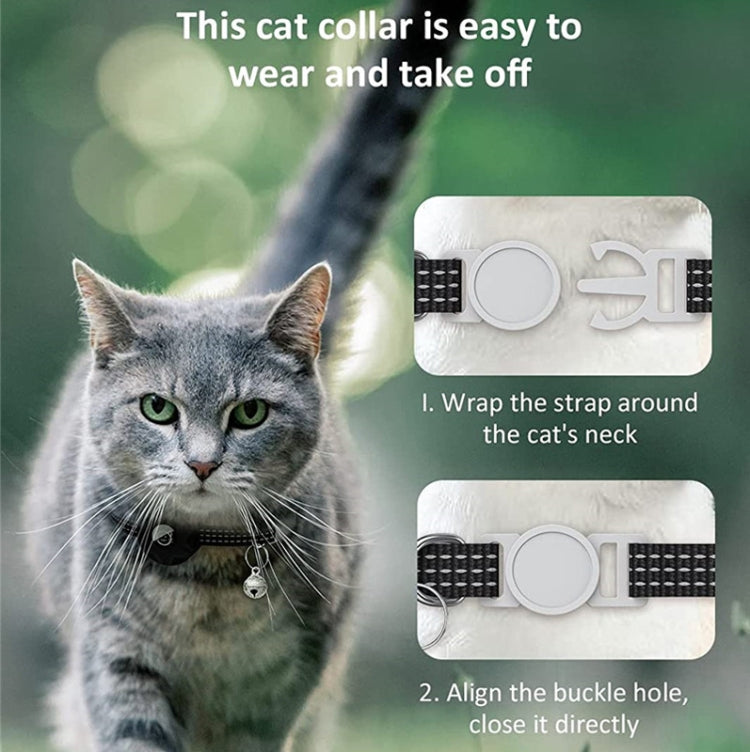 For AirTag Tracker Silicone Case Reflective Pet Cat Collar With Bell(Black) - by buy2fix | Online Shopping UK | buy2fix