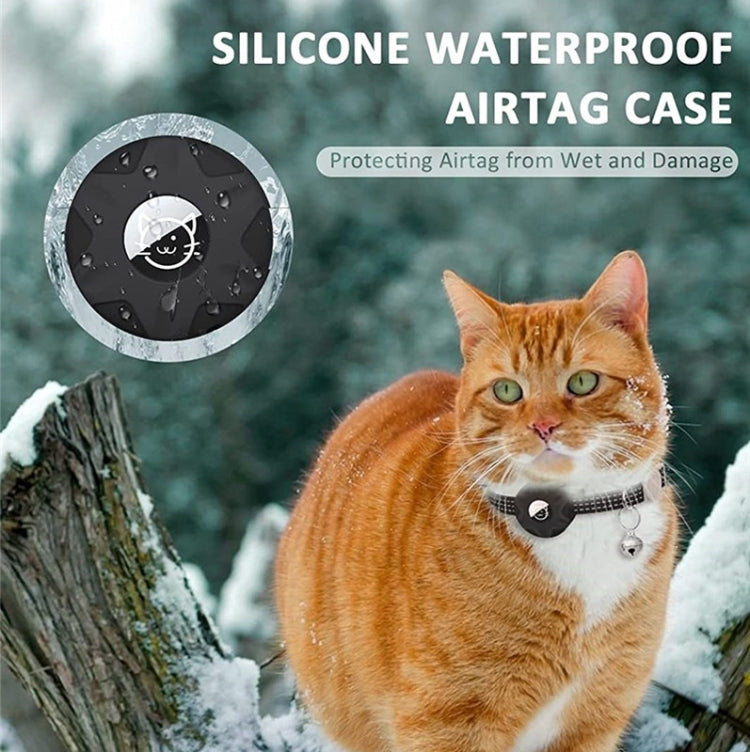 For AirTag Tracker Silicone Case Reflective Pet Cat Collar With Bell(Black) - by buy2fix | Online Shopping UK | buy2fix