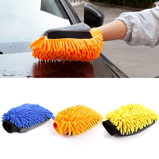 2pcs Car Chenille Coral Fleece Car Wash Double Sided Thick Gloves(Orange) by buy2fix