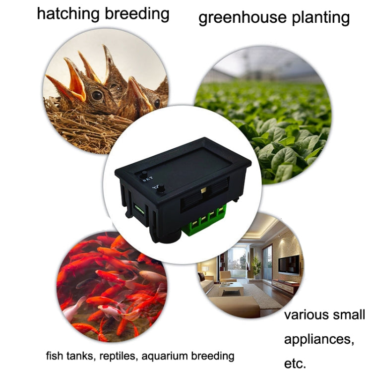 W2809 Digital Display Dual Display Thermostat Hatching Pet House Intelligent Waterproof NTC Temperature Control Instrument(Black) by buy2fix