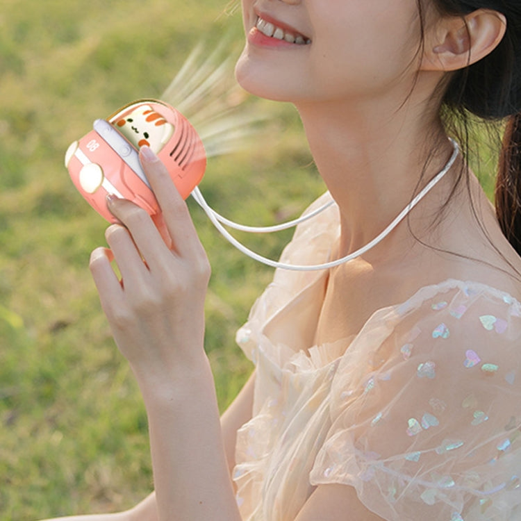 CS1327 Small USB Charging Cartoon Hanging Neck Fan Portable Leafless Silent Mini Fan(Pig) by buy2fix