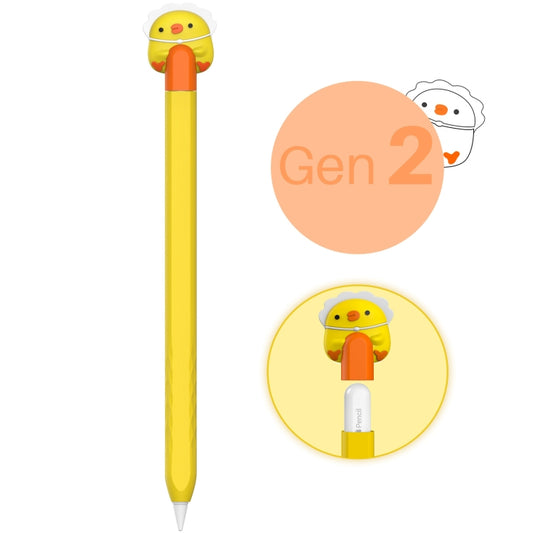 For Apple Pencil 2 AhaStyle PT-LC129 Pen Case Cartoon Silicone Protective Case(Chicken Yellow) by AhaStyle
