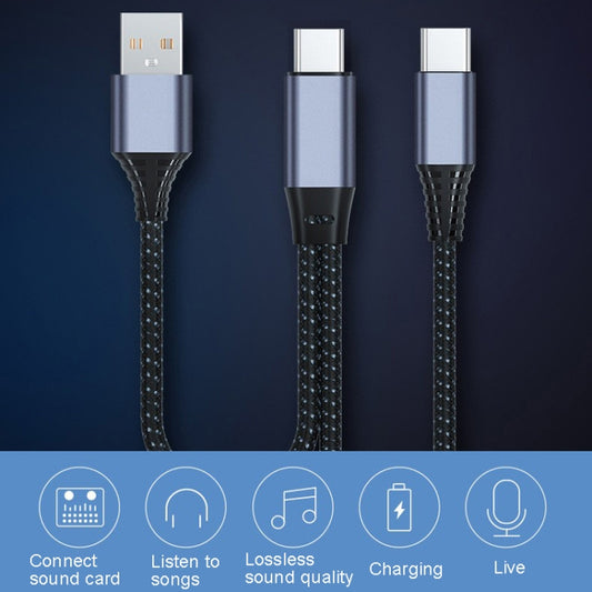 T22 8 Pin To Type-C/USB-C+USB Live OTG Sound Card Cable Mobile Phone Charging Audio Recording Data Cable - Video & Audio Cable by buy2fix | Online Shopping UK | buy2fix