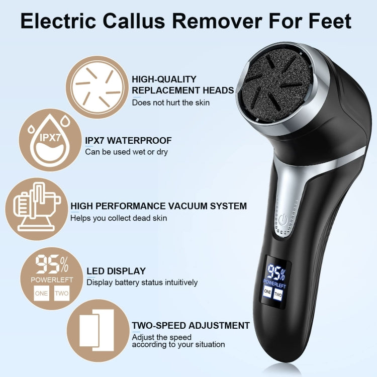 JD-510 Rechargeable Electric Foot Callus Remover with Vacuum Cleaner 10 In 1 Kit Black - Grinding Tools & Accessories by buy2fix | Online Shopping UK | buy2fix