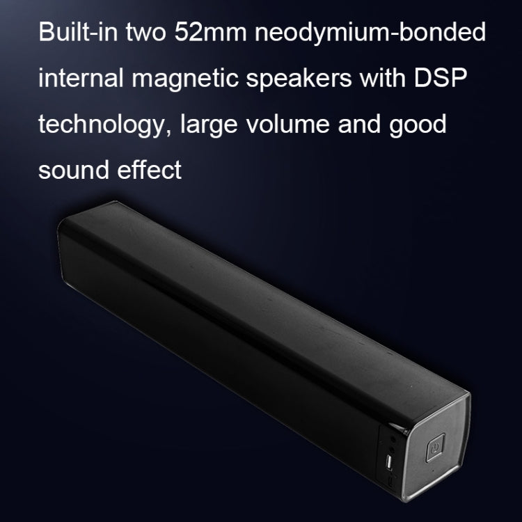 BT809S Desktop Long Gaming Bluetooth Speaker Computer USB Plug-in Intelligent Ambient Light Audio(Black) - Desktop Speaker by buy2fix | Online Shopping UK | buy2fix