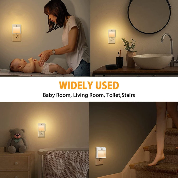 NL2101 Motion Sensor LED Night Light AC Plug Dimming Sleep Lights,Spec: Warm and White UK Plug by buy2fix