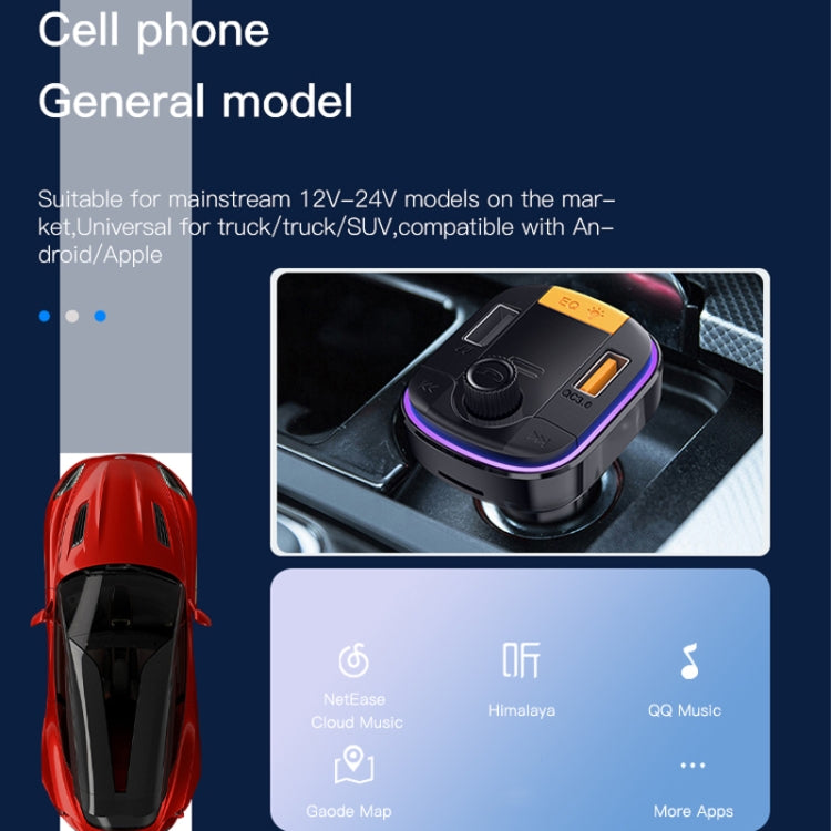 Yesido Y45 Car PD Charger Cigarette Lighter QC Car Charging USB Bluetooth Digital Display FM(Black) by Yesido