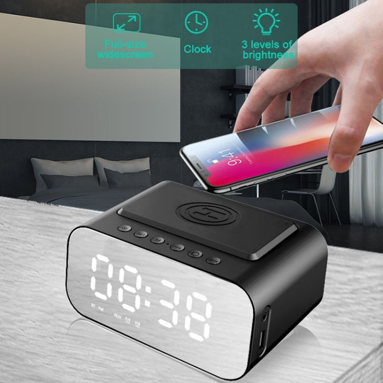 BT510 15W LED Clock Wireless Charging Bluetooth Speaker Multifunctional Smart Mirror Alarm Clock Audio(Iron Black) - Desktop Speaker by buy2fix | Online Shopping UK | buy2fix
