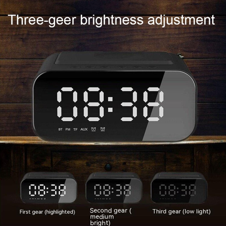 BT510 15W LED Clock Wireless Charging Bluetooth Speaker Multifunctional Smart Mirror Alarm Clock Audio(Iron Black) - Desktop Speaker by buy2fix | Online Shopping UK | buy2fix