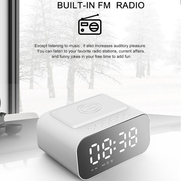 BT510 15W LED Clock Wireless Charging Bluetooth Speaker Multifunctional Smart Mirror Alarm Clock Audio(Iron Black) - Desktop Speaker by buy2fix | Online Shopping UK | buy2fix