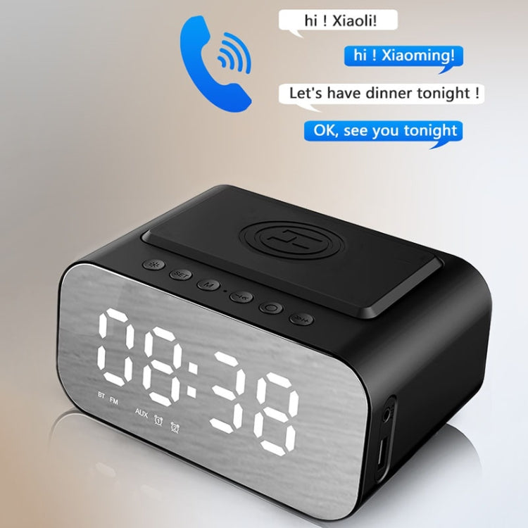 BT510 15W LED Clock Wireless Charging Bluetooth Speaker Multifunctional Smart Mirror Alarm Clock Audio(White) - Desktop Speaker by buy2fix | Online Shopping UK | buy2fix
