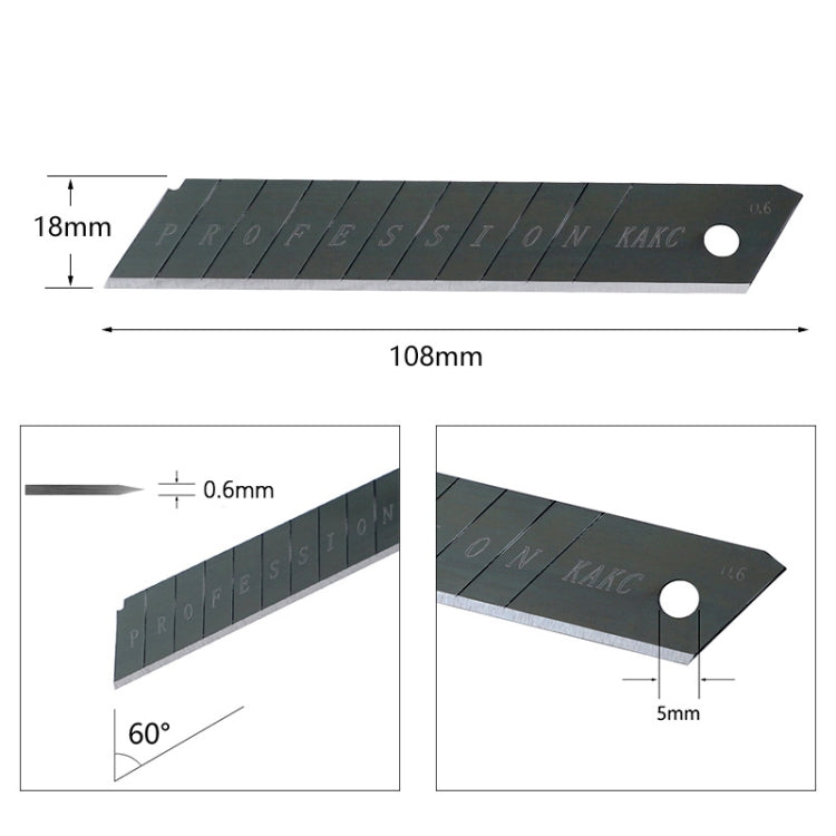 KAKC-18 Black Blade Cutter Blade 18mm Wall Cutter Blade, Specification: 10pcs /Box - Gadgets by buy2fix | Online Shopping UK | buy2fix