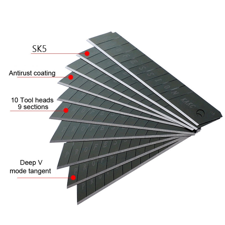 KAKC-18 Black Blade Cutter Blade 18mm Wall Cutter Blade, Specification: 10pcs /Box - Gadgets by buy2fix | Online Shopping UK | buy2fix