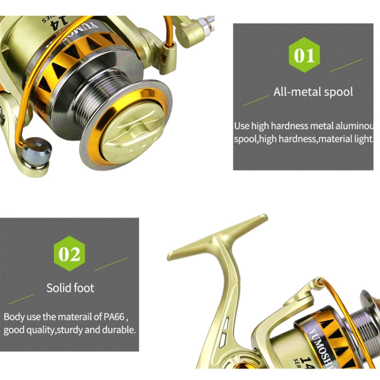 YUMOSHI JF2000 Spinning Fishing Reel 5.2:1 Gear Ratio Metal Spool Saltwater Fishing Tools - Fishing Reels by YUMOSHI | Online Shopping UK | buy2fix