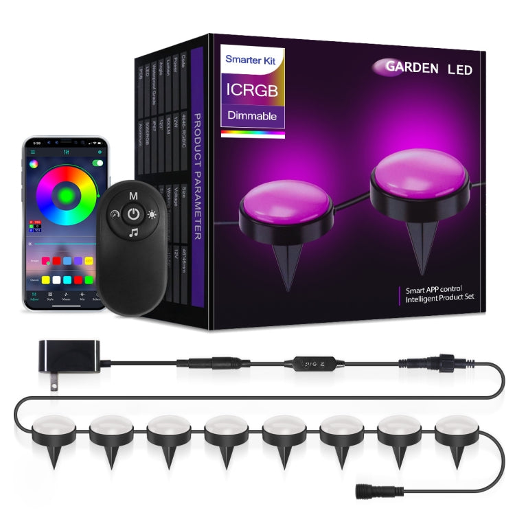 SKS-JZ-13 DC 12V 10m 15 LEDs Bluetooth RGB Lawn Light String Waterproof LED Buried Lights US Plug - Buried Lights by buy2fix | Online Shopping UK | buy2fix