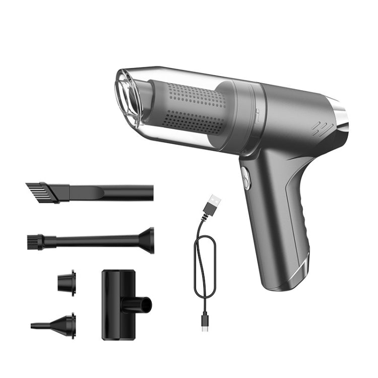 SUITU ST-6671 Wireless Car Vacuum Cleaner Small Handheld Blowing and Suction Dual Use, Style: Brushless Silver Gray+Floor Brush - Vacuum Cleaner by SUITU | Online Shopping UK | buy2fix