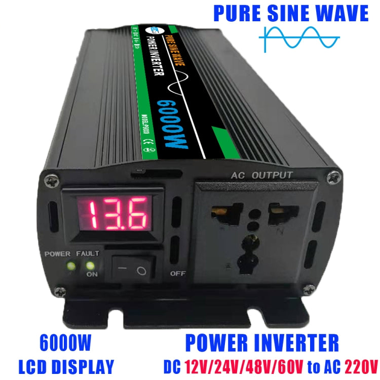 6000W (Actual 1000W) 12V to 220V High Power Car Sine Wave Inverter Power Converter - Pure Sine Wave by buy2fix | Online Shopping UK | buy2fix