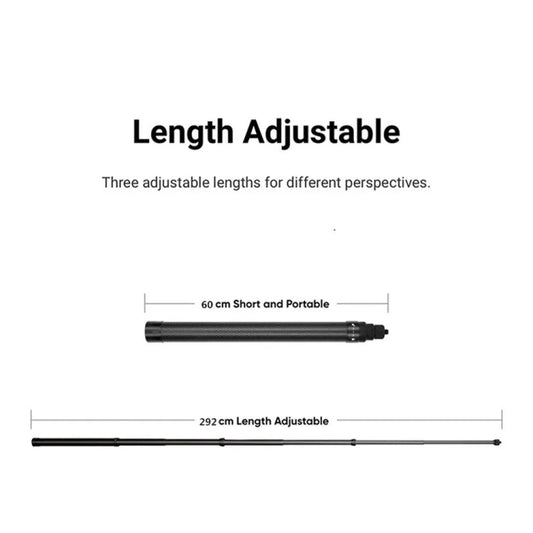 3m Carbon Fiber Extended Monopod Invisible Selfie Stick For Insta360 / DJI Action / GoPro / Xiao Yi Sports Camera - Extendable Pole by buy2fix | Online Shopping UK | buy2fix