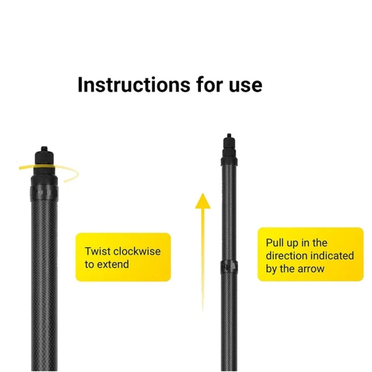 3m Carbon Fiber Extended Monopod Invisible Selfie Stick For Insta360 / DJI Action / GoPro / Xiao Yi Sports Camera - Extendable Pole by buy2fix | Online Shopping UK | buy2fix