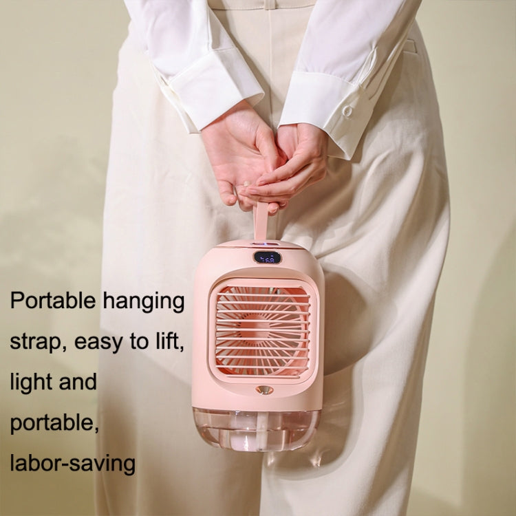 RD22 Rotating Humidification Fan Warm Light Atmosphere Light Automatic Shaking Head with Digital Display Air Cooler(Pink) by buy2fix