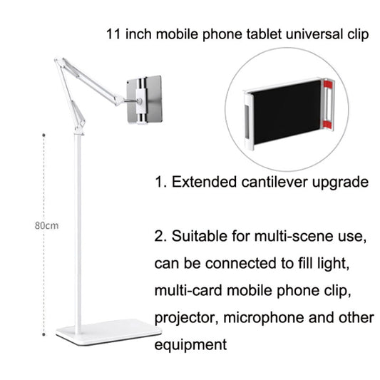 155cm Mobile Phone Tablet Live Broadcast Bedside Lifting Bracket Cantilever Floor Stand (White) by buy2fix
