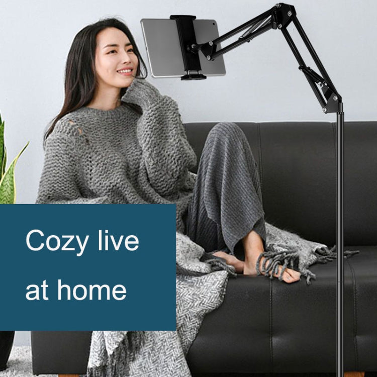 155cm Mobile Phone Tablet Live Broadcast Bedside Lifting Bracket Cantilever Floor Stand (Black) by buy2fix
