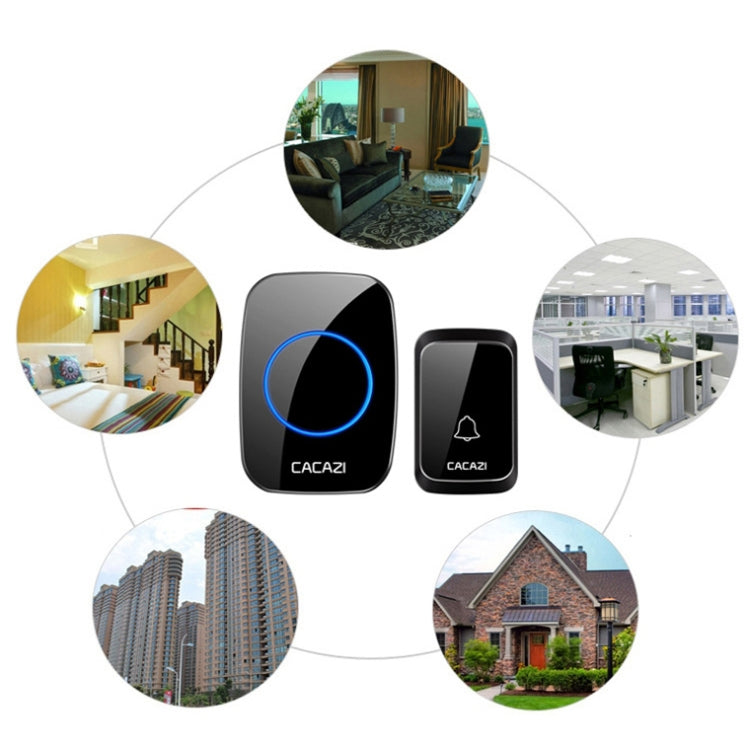 CACAZI A06-DC 1 to 2 Battery Smart Home Wireless Waterproof Doorbell(White) by CACAZI