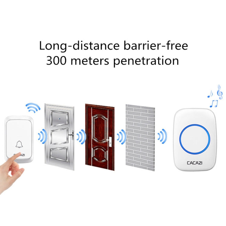 CACAZI A06-DC 1 to 2 Battery Smart Home Wireless Waterproof Doorbell(White) - Wireless Doorbell by CACAZI | Online Shopping UK | buy2fix